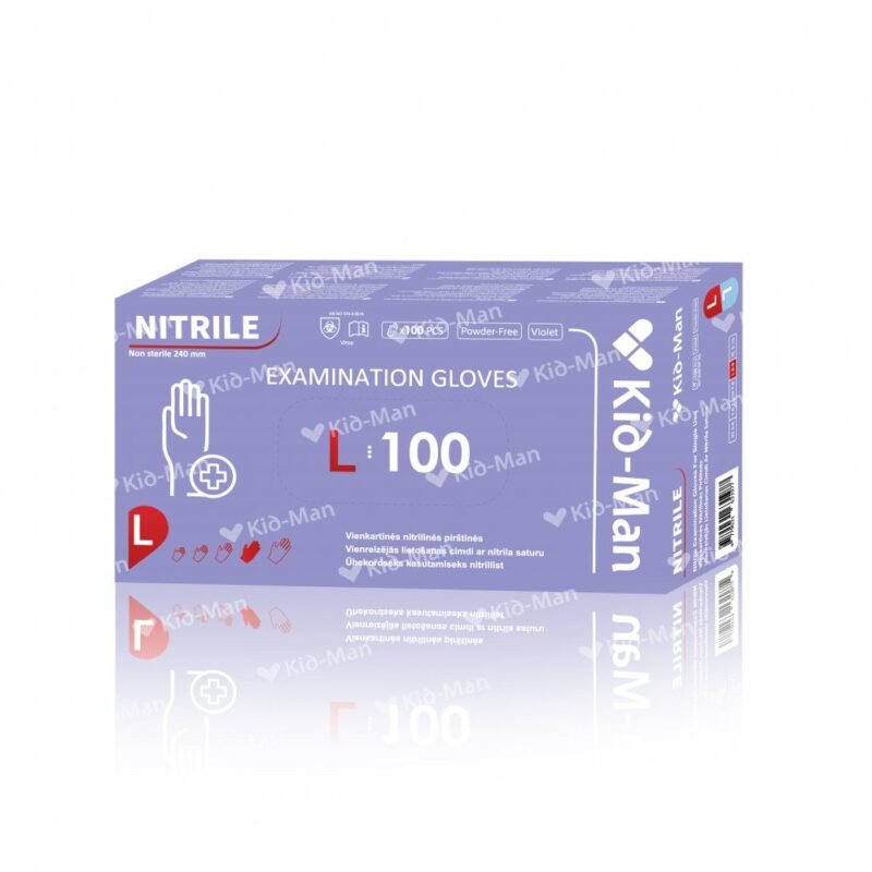 DISPOSABLE NITRILE GLOVES, SIZE L PACK OF 100 PCS